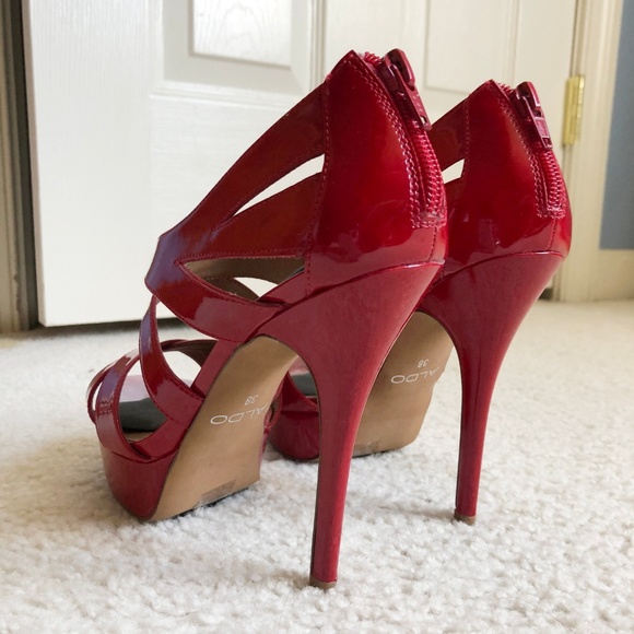 Aldo Red Patent Leather Platform Stiletto Heels - Picture 5 of 5